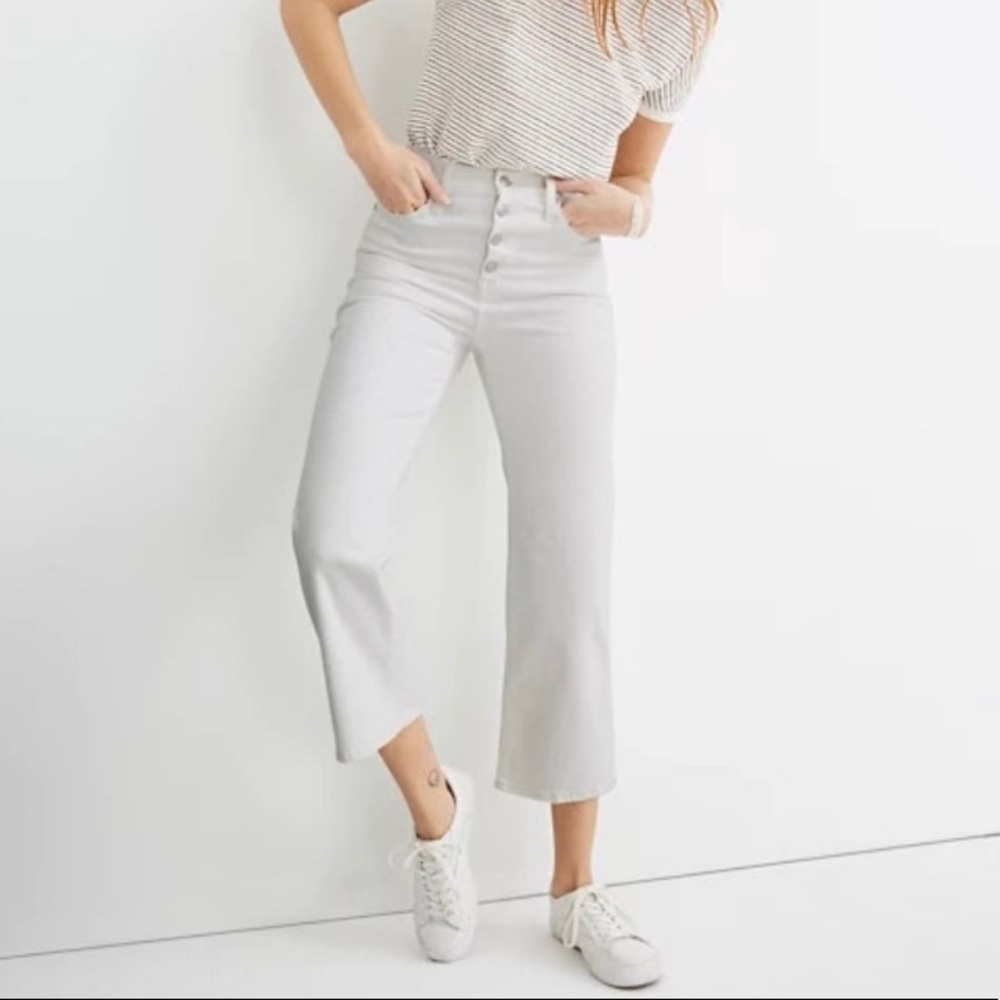 Madewell Slim Wide Leg Crop Jeans White 29